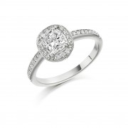 Platinum Julietta cushion cut diamond halo ring 0.96cts