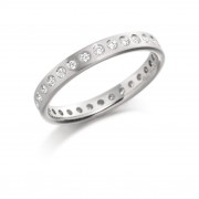Platinum 3mm Giolla round cut diamond full eternity ring 0.30cts