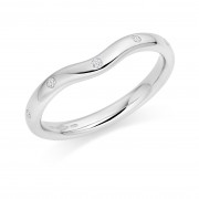 Platinum contoured 2.5mm Oxford diamond wedding ring 0.05cts