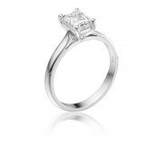 Platinum Duplice emerald cut diamond solitaire ring 0.74cts