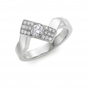 Platinum diamond set Deco Fusion offset ring