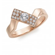 18ct rose gold diamond set Deco Fusion offset ring
