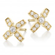 18ct carat yellow gold Amalia diamond set kiss stud earrings