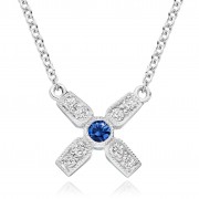 18ct white gold Amalia diamond and sapphire set kiss pendant