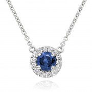  18ct white gold Pianeti round sapphire and diamond pendant