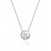 Platinum round cut diamond Celestial pendant, attached trace link chain 0.31cts 