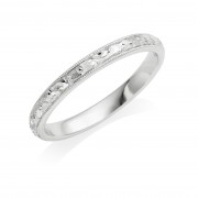 Platinum 2.5mm flower & scroll wedding ring