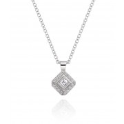 18ct white gold Finestra carré & round cut diamond pendant