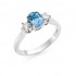 Platinum Nella oval shape aquamarine & diamond three stone ring 