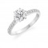 Platinum Caterina round cut diamond solitaire ring, diamond shoulders 1.15cts