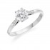 Platinum Serafina round cut diamond solitaire ring, diamond shoulders 0.85cts