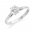 Platinum Serafina round cut diamond solitaire ring, diamond shoulders 0.46cts