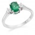 Platinum Nella oval shape emerald & diamond three stone ring 