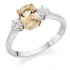 Platinum & 18ct rose gold cushion shape natural peach colour sapphire & diamond three stone ring 