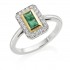 Platinum Finestra deco style emerald and diamond halo ring 